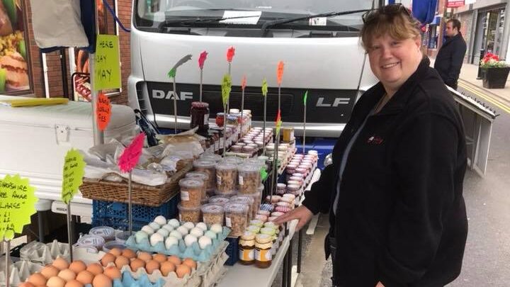 Ros Jolly at the Jolly Good Eggs market stall.
